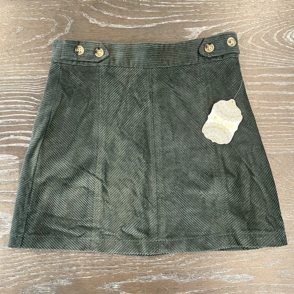 Broken Zipper NWT Altard State Leann Corduroy Skirt Olive Green Women Size Small